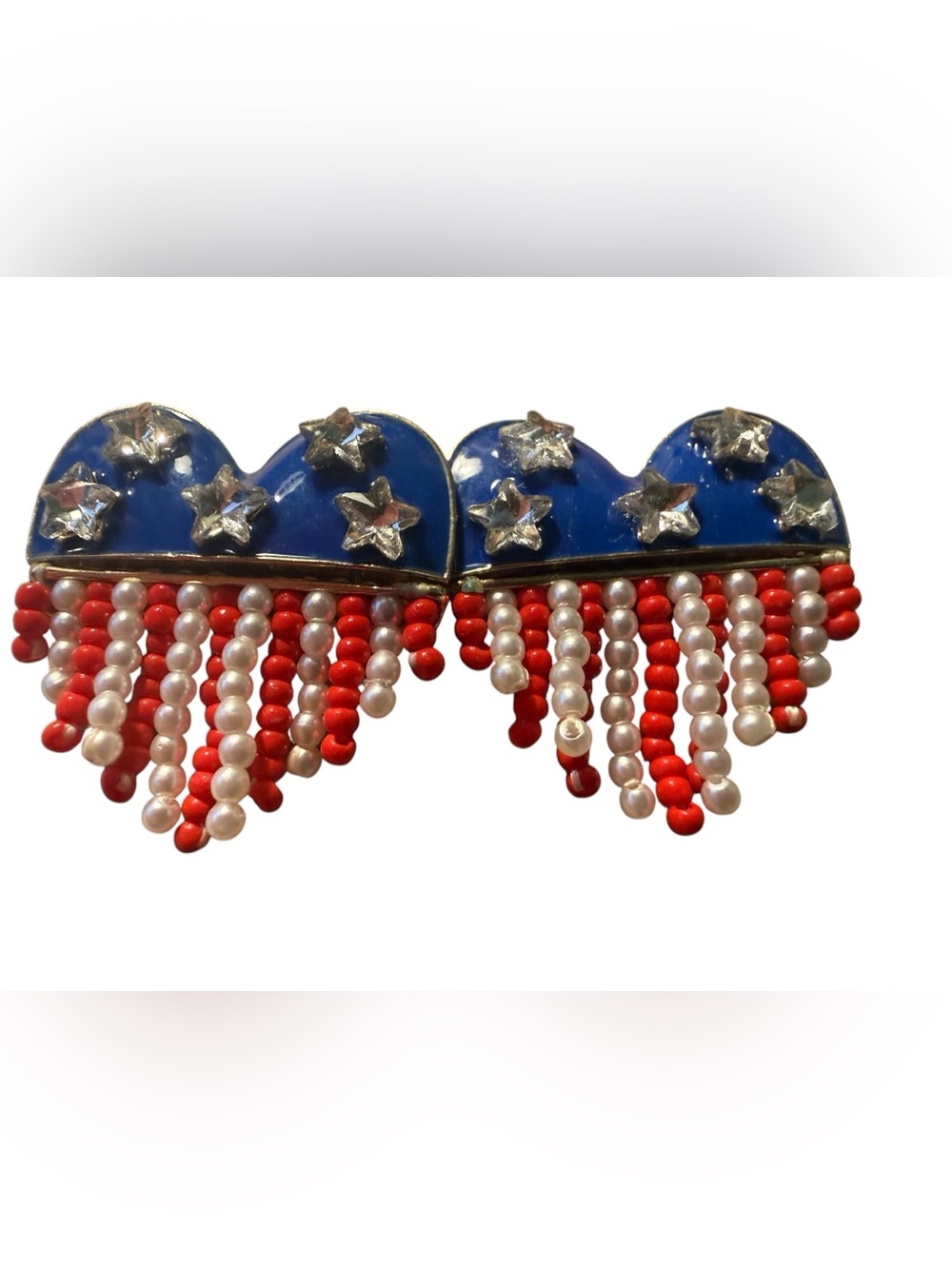 Sugarfix by Baublebar Patriotic Heart Fringe Earrings -Red White & Blue USA